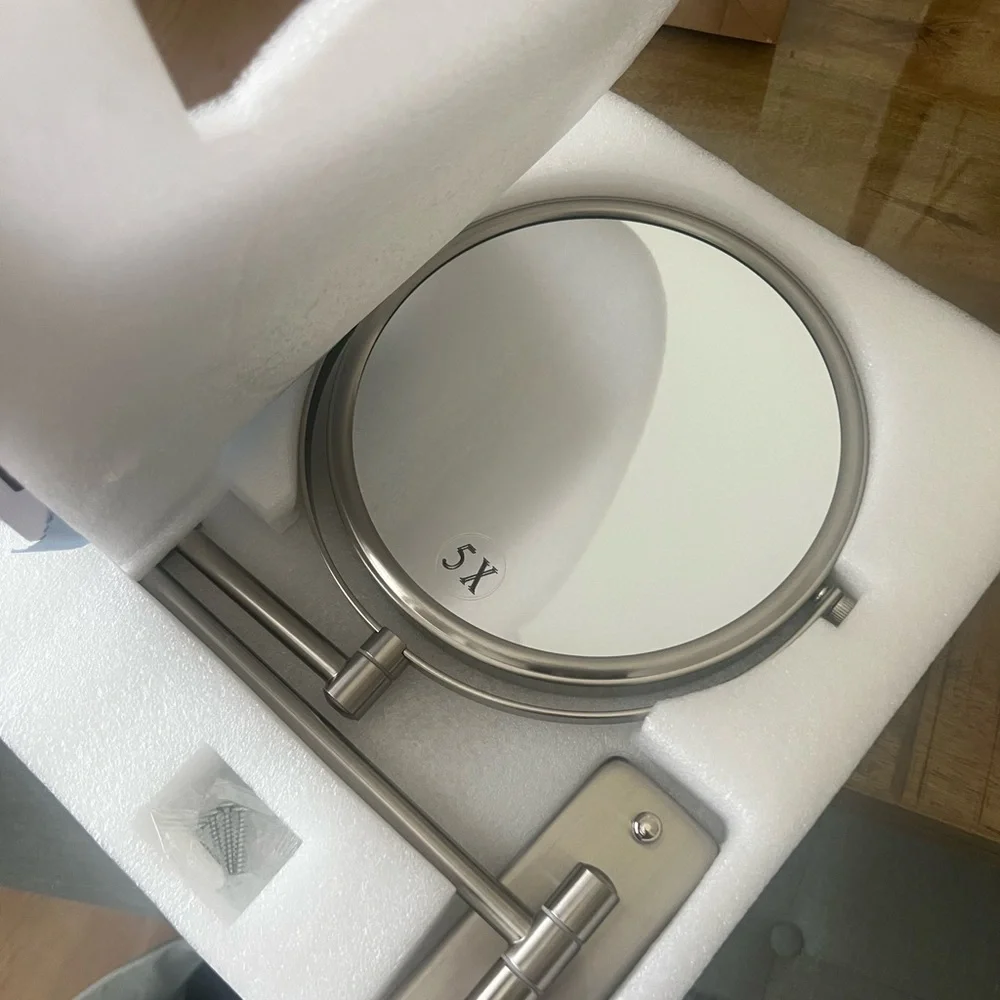 Wall mounted make up mirror nickel finish